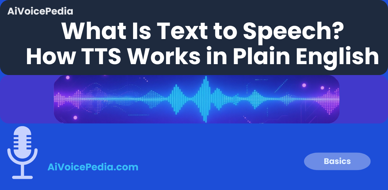 Featured image for What Is Text to Speech (TTS) and How Does It Work article, stylized AI soundwave on blue tech gradient.