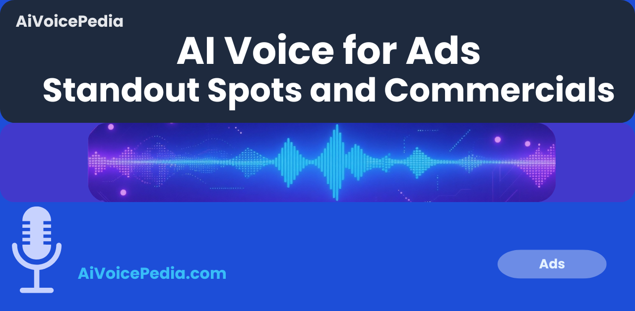 Featured image for Best AI Voice Generators for Ads and Commercials article, glowing soundwave banner representing high‑impact ad voiceovers.