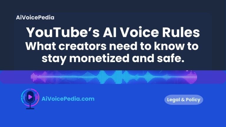 creator reviewing YouTube AI voice policy on a laptop