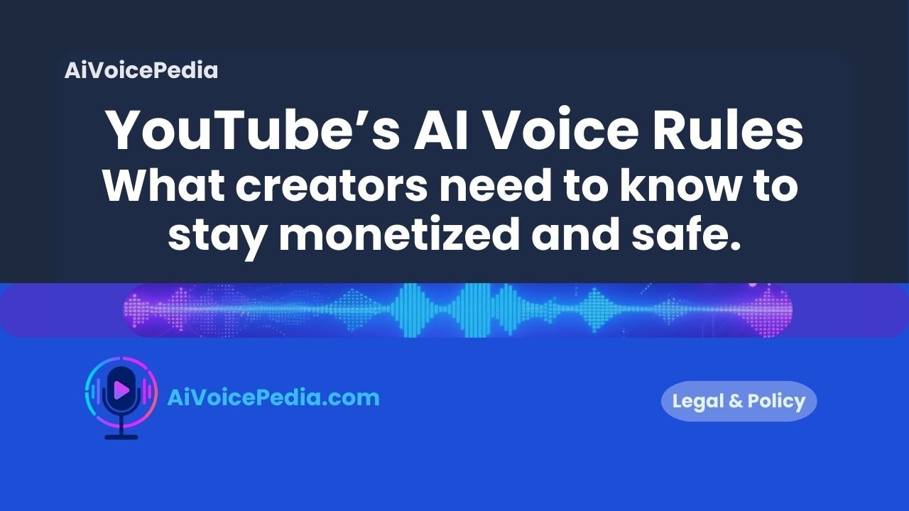 creator reviewing YouTube AI voice policy on a laptop