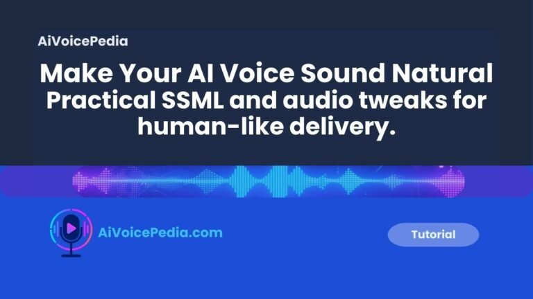 creator tweaking SSML and audio settings to improve AI voice naturalness