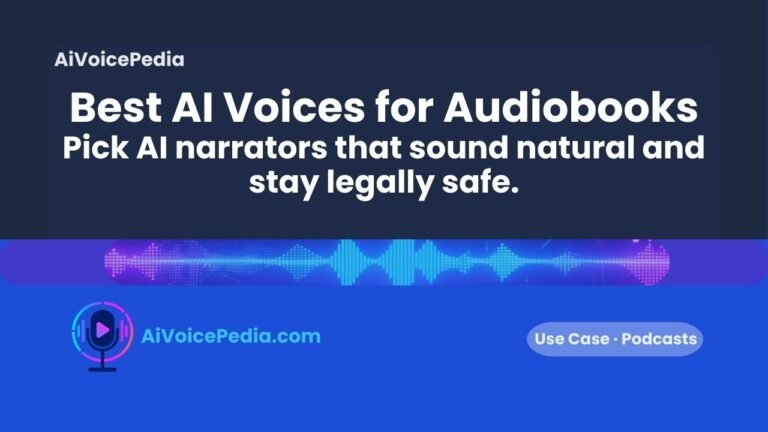 An open book next to a laptop showing an AI voice studio interface for audiobook narration