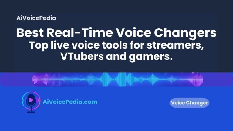 A streamer's setup with microphone, headphones, and software interface showing a real-time voice changer in action during a live broadcast