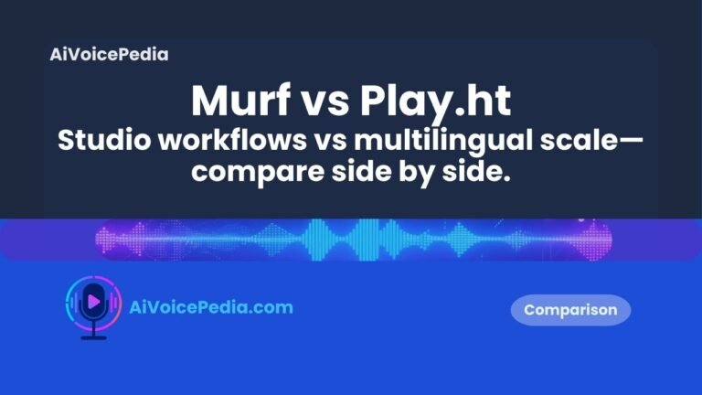 Comparison of the Murf Studio and Play.ht interfaces for AI voice generation and editing