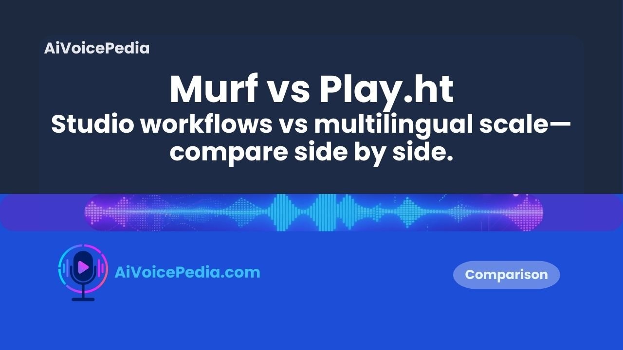 Comparison of the Murf Studio and Play.ht interfaces for AI voice generation and editing