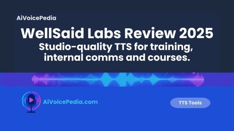 Interface of the WellSaid Labs AI voice studio showing voice avatars and project management tools
