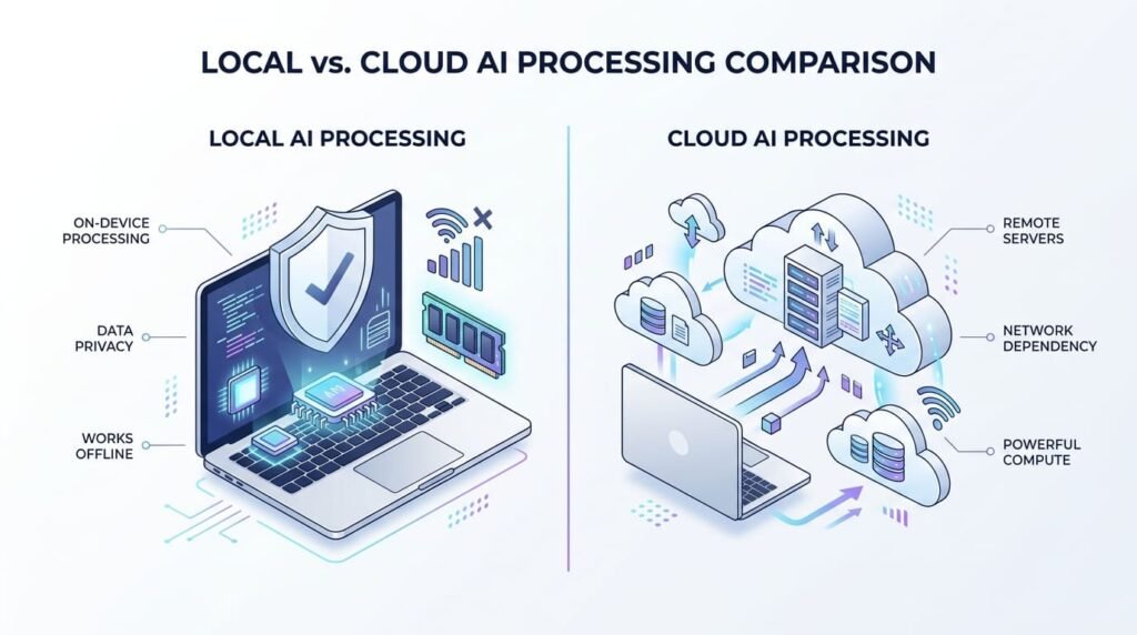 VoiceInk local versus cloud AI processing comparison